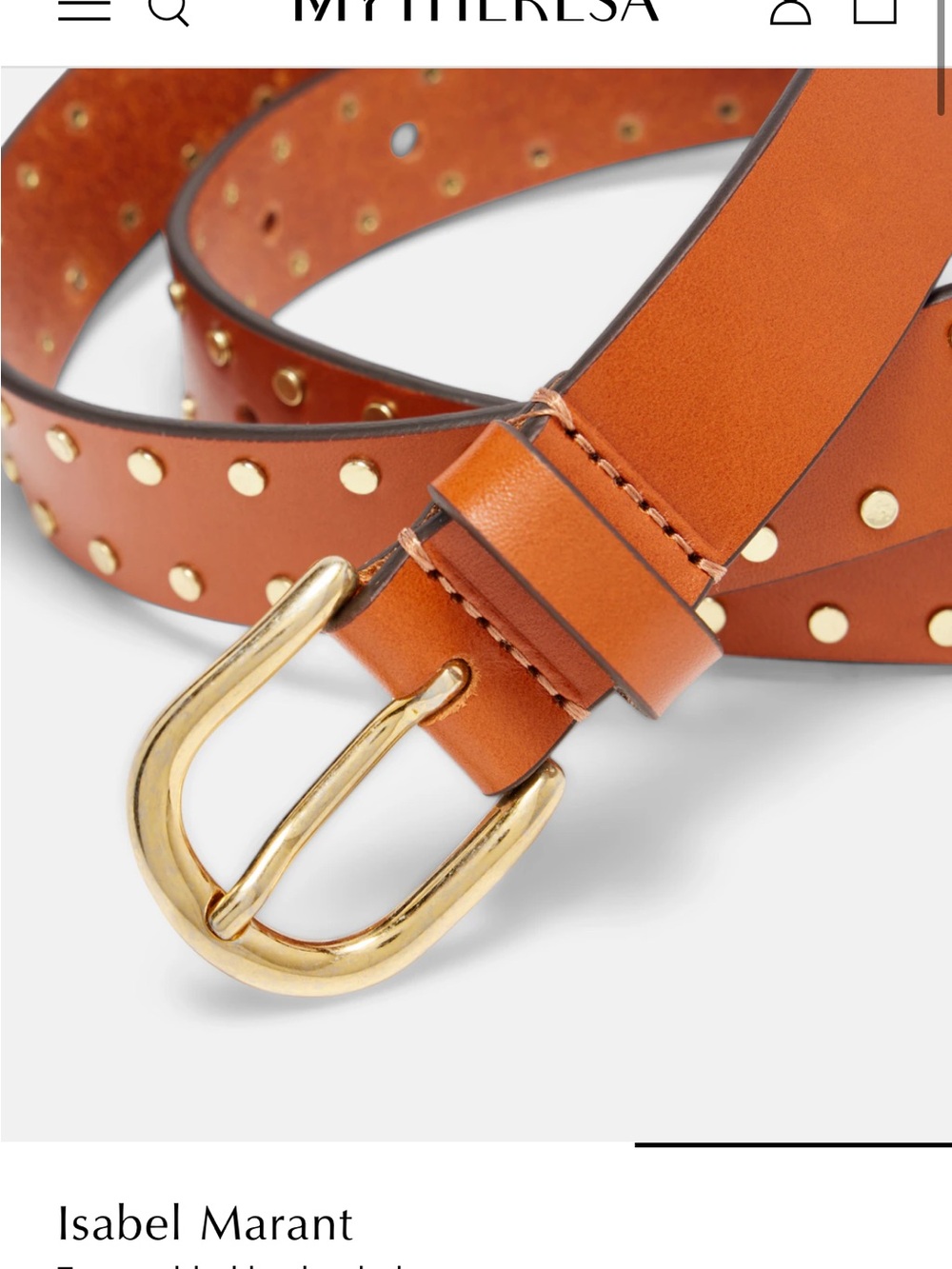 Isabel Marant Tan Leather Belt with Gold Studs and Buckle - Picture 2 of 4